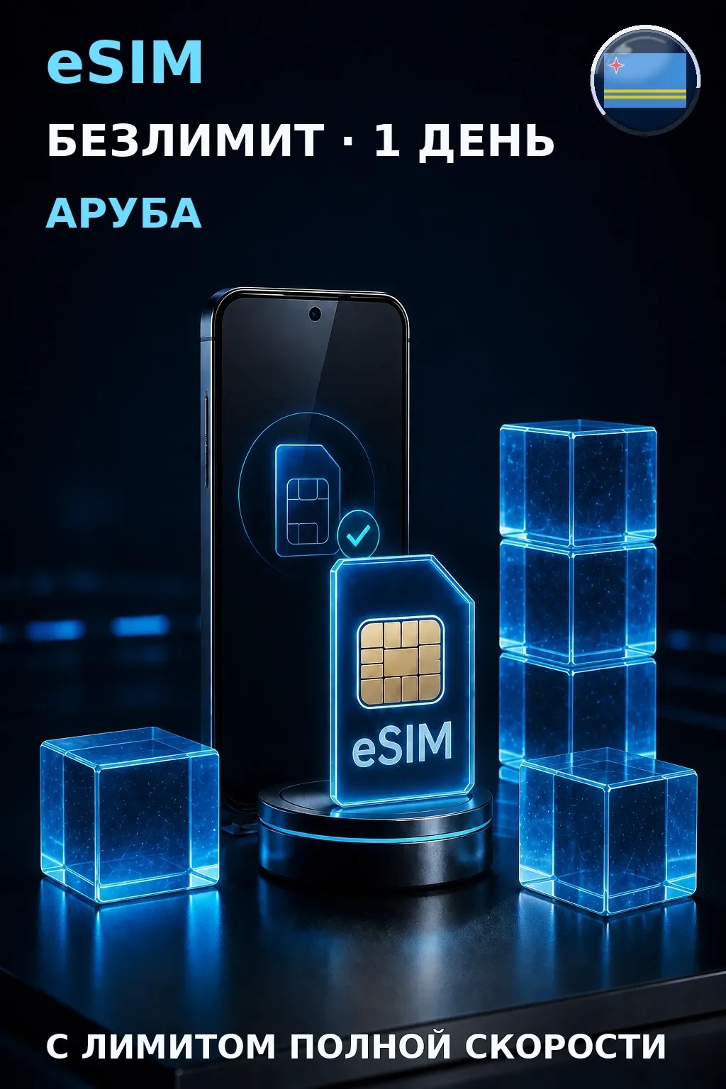 eSIM Аруба — БЕЗЛИМИТ, 1 день — интернет