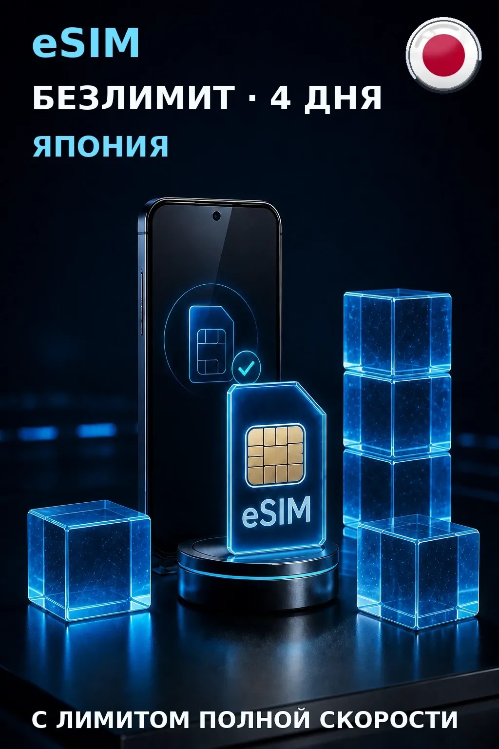 eSIM Япония — БЕЗЛИМИТ, 4 дня — интернет