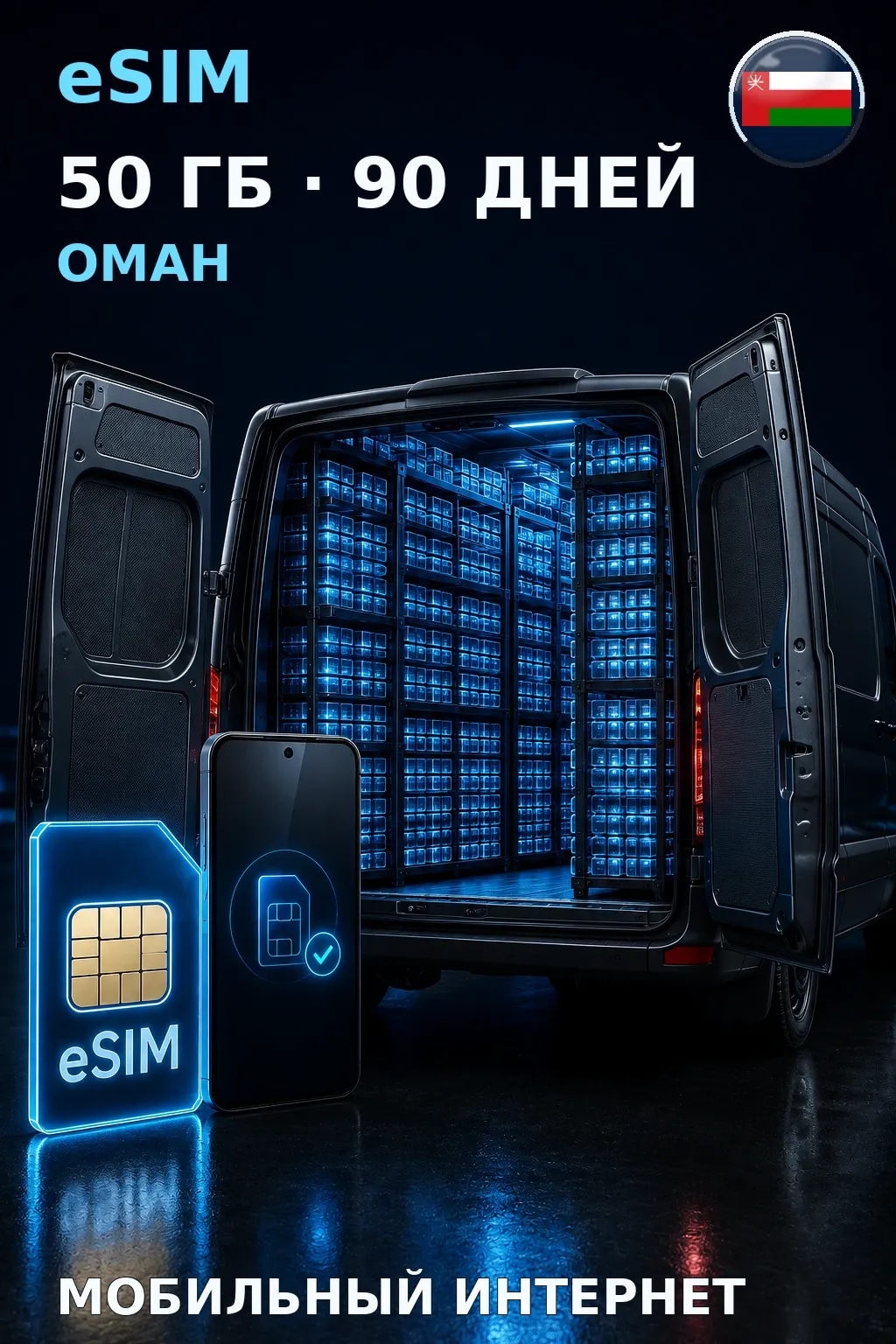 eSIM Оман — 50 ГБ, 90 дней — интернет