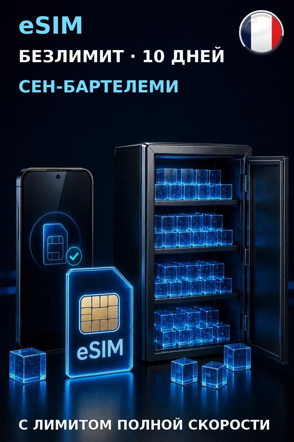 eSIM Сен-Бартелеми — БЕЗЛИМИТ, 10 дней — интернет