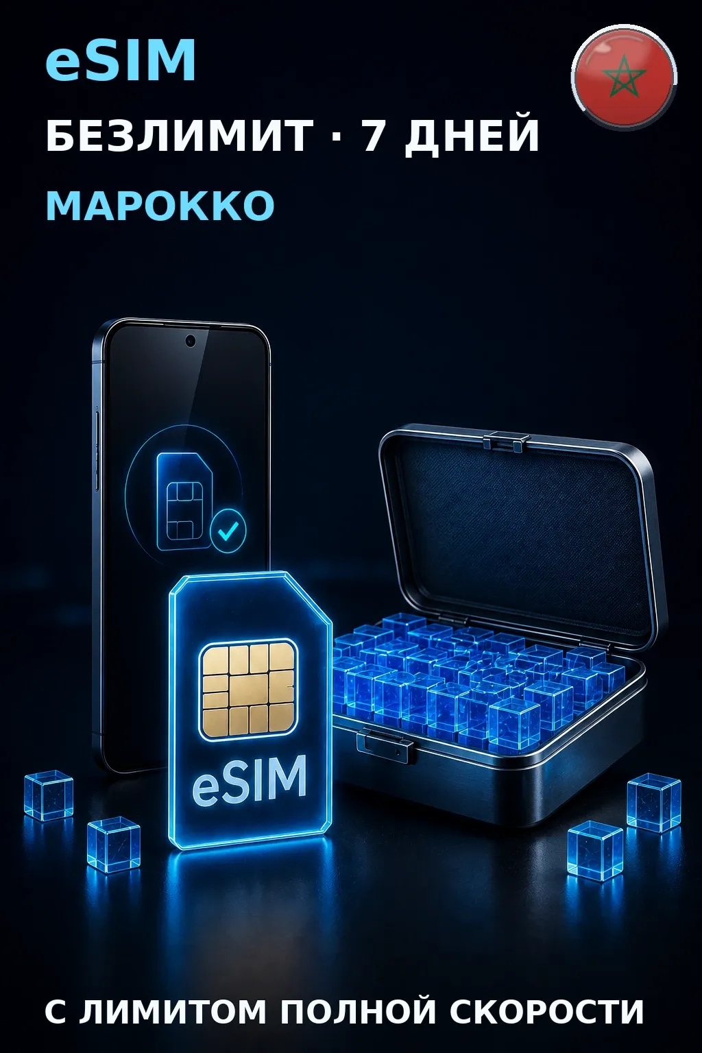 eSIM Марокко — БЕЗЛИМИТ, 7 дней — интернет