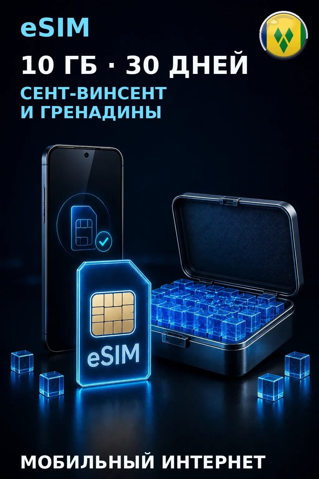 eSIM Сент-Винсент и Гренадины — 10 ГБ, 30 дней — интернет