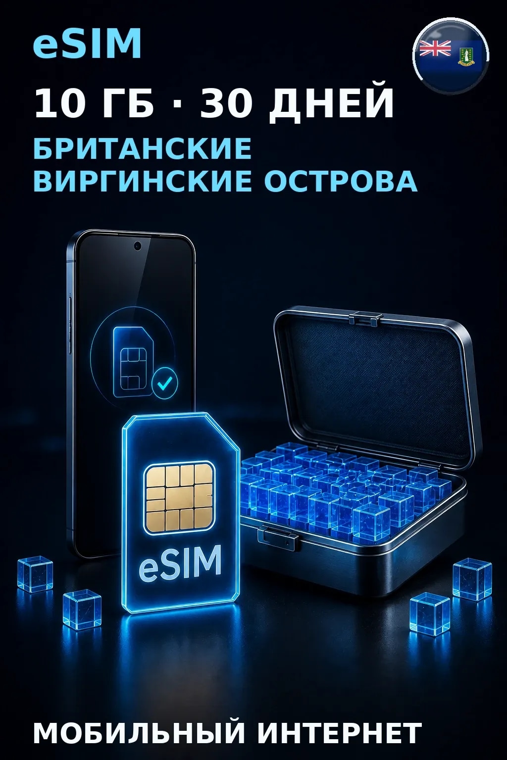 eSIM Британские Виргинские Острова — 10 ГБ, 30 дней — интернет