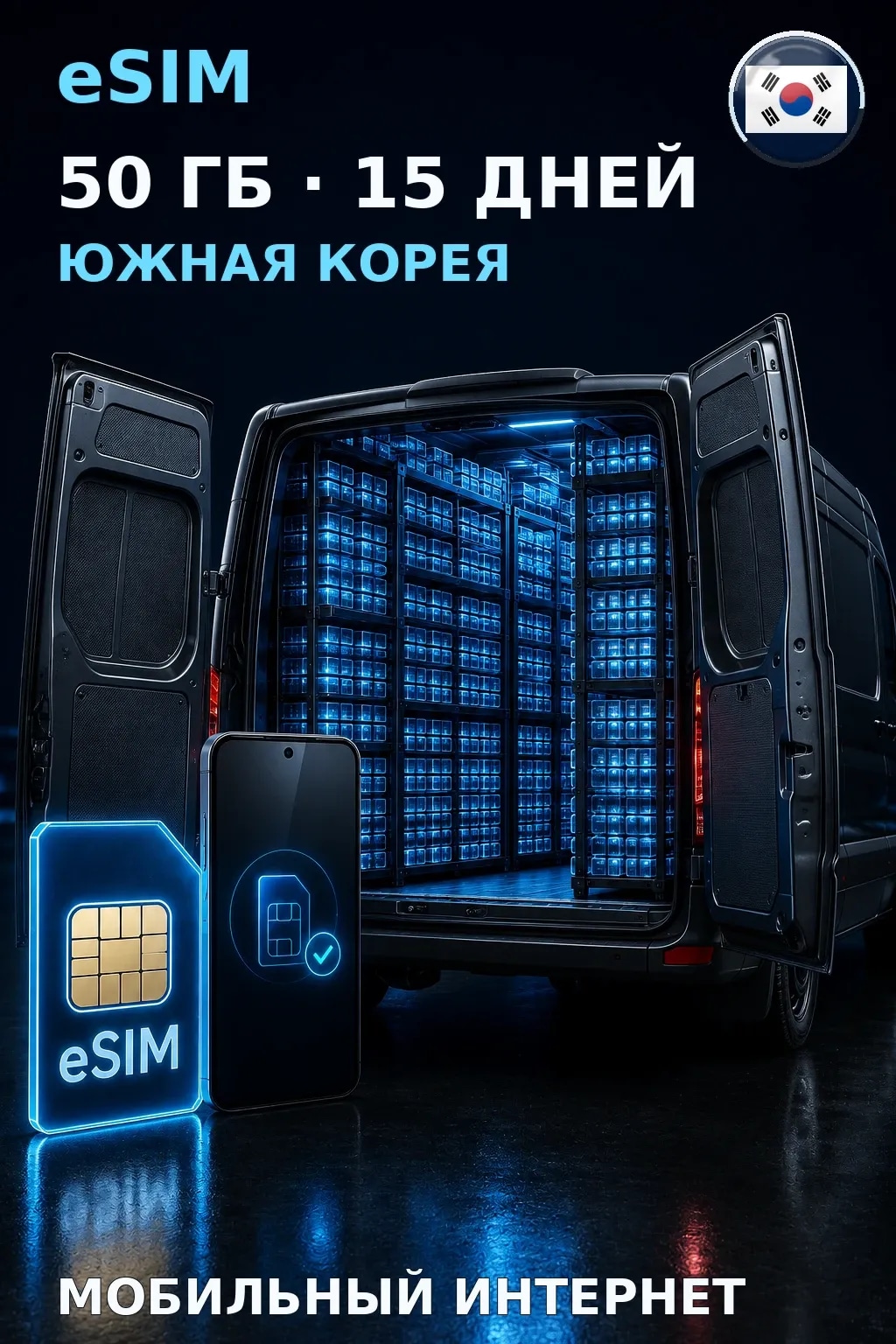 eSIM Южная Корея — 50 ГБ, 15 дней — интернет