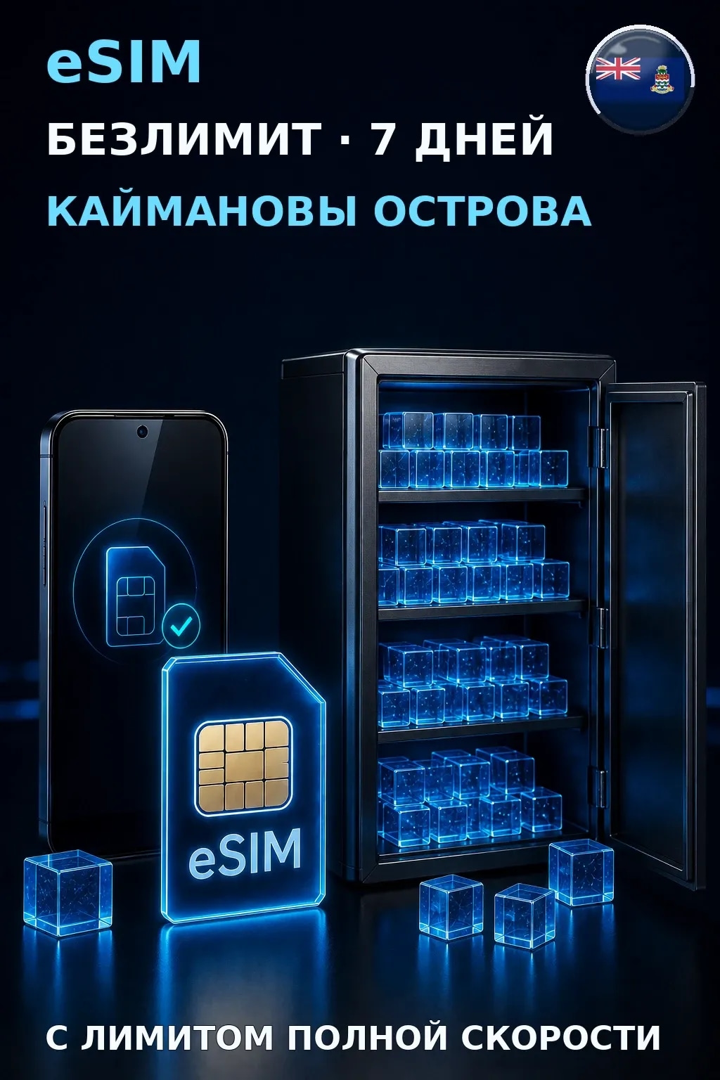 eSIM Каймановы Острова — БЕЗЛИМИТ, 7 дней — интернет