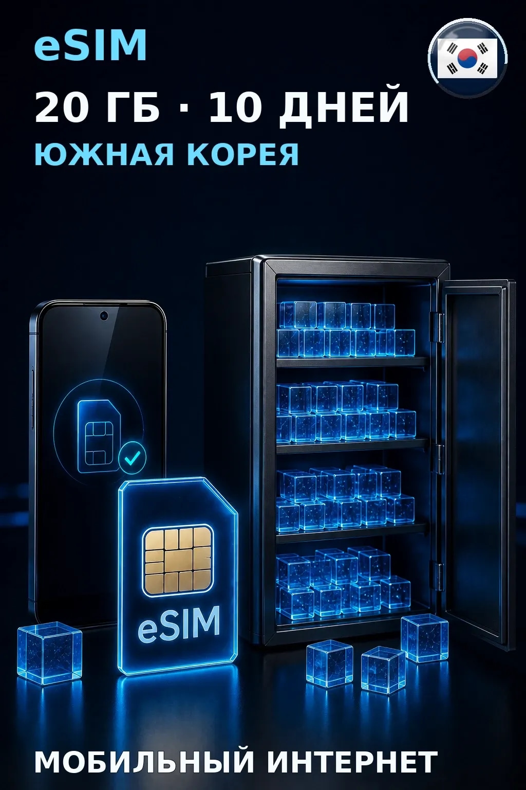 eSIM Южная Корея — 20 ГБ, 10 дней — интернет