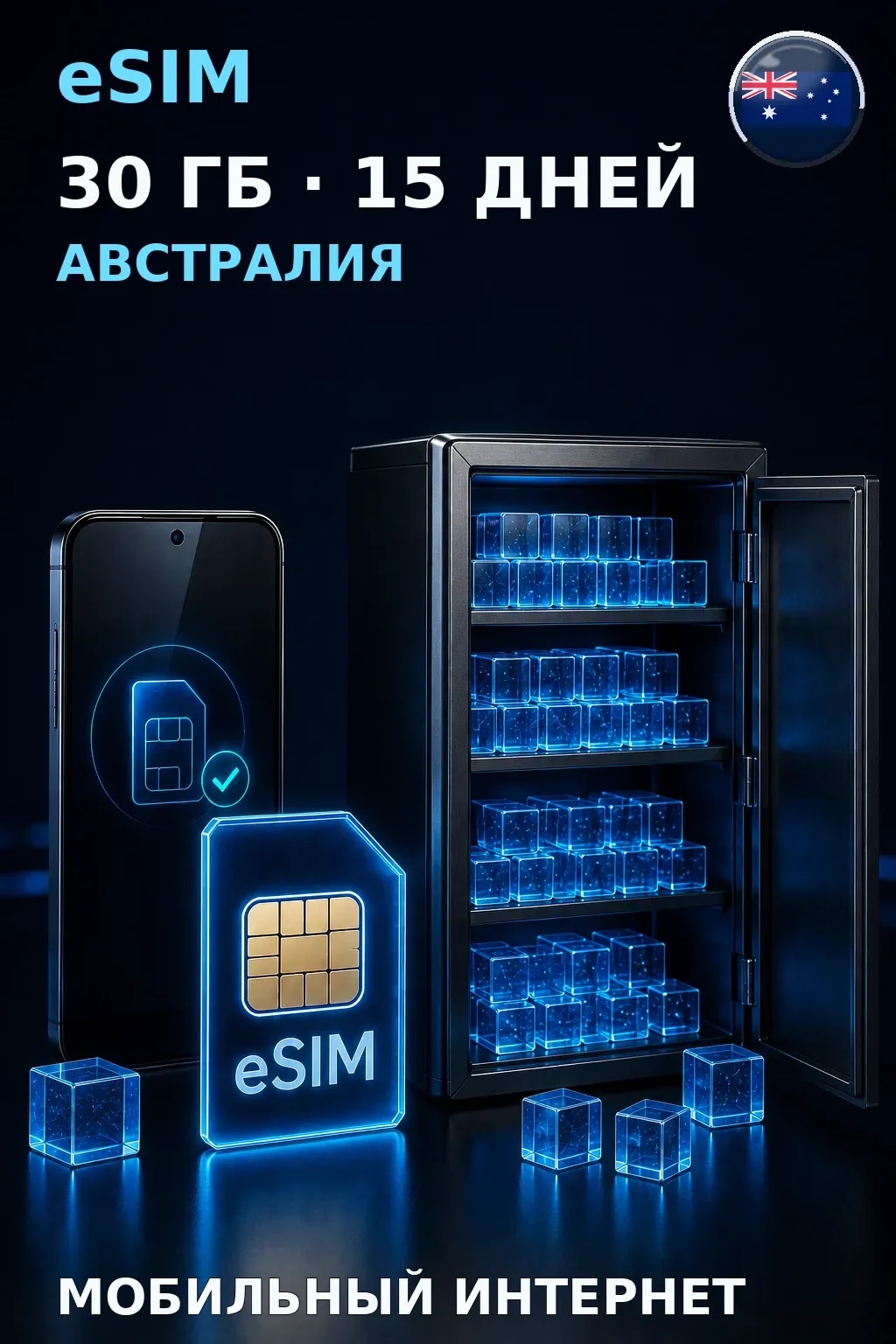 eSIM Австралия — 30 ГБ, 15 дней — интернет