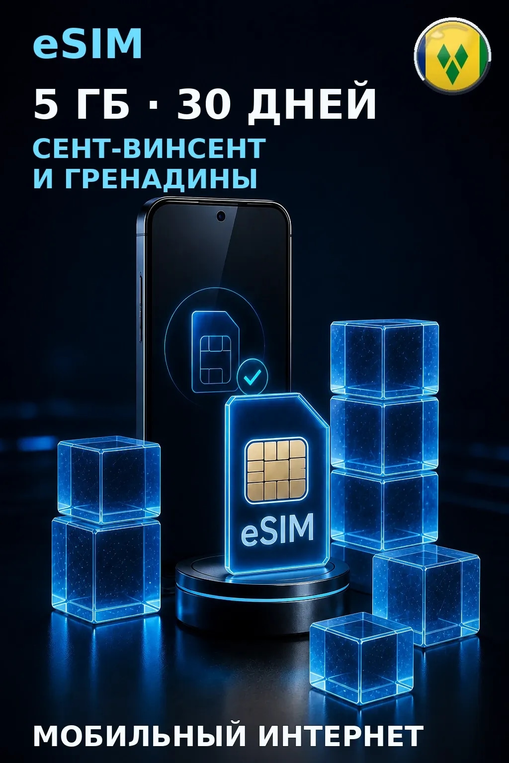 eSIM Сент-Винсент и Гренадины — 5 ГБ, 30 дней — интернет
