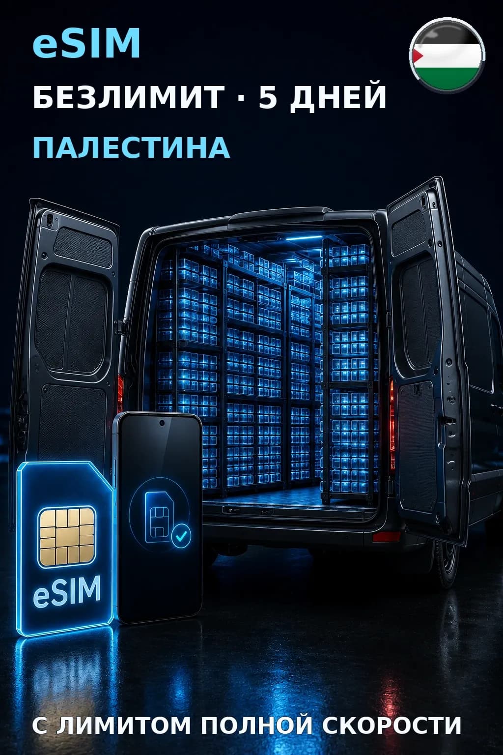 eSIM Палестина — БЕЗЛИМИТ, 5 дней — интернет