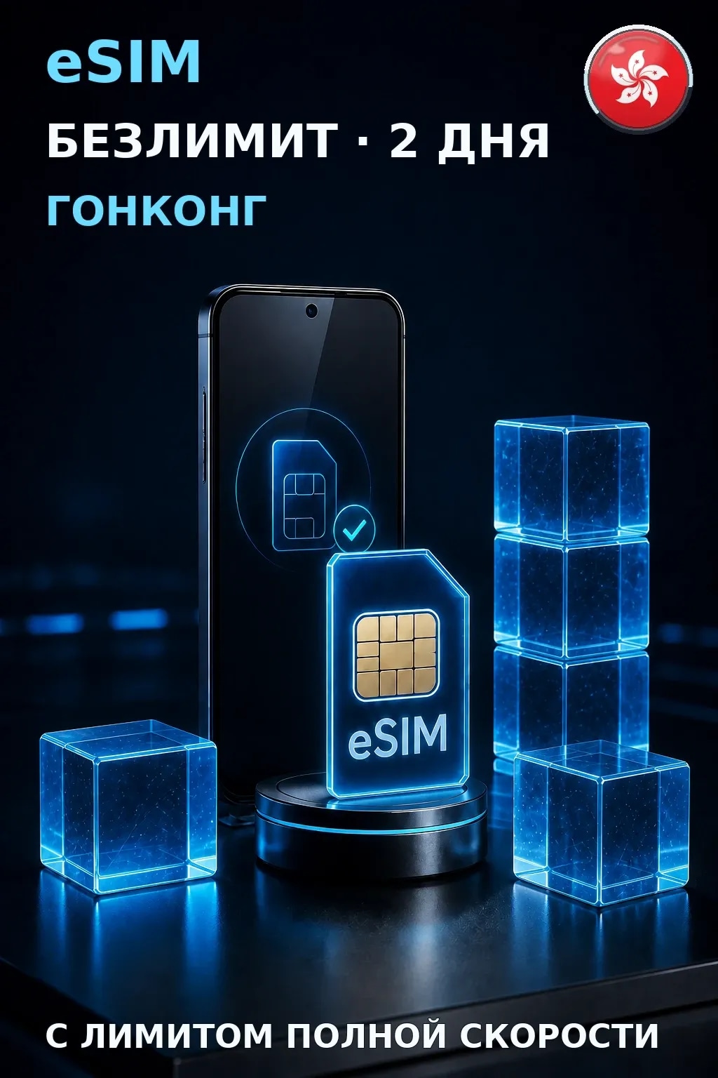 eSIM Гонконг — БЕЗЛИМИТ, 2 дня — интернет