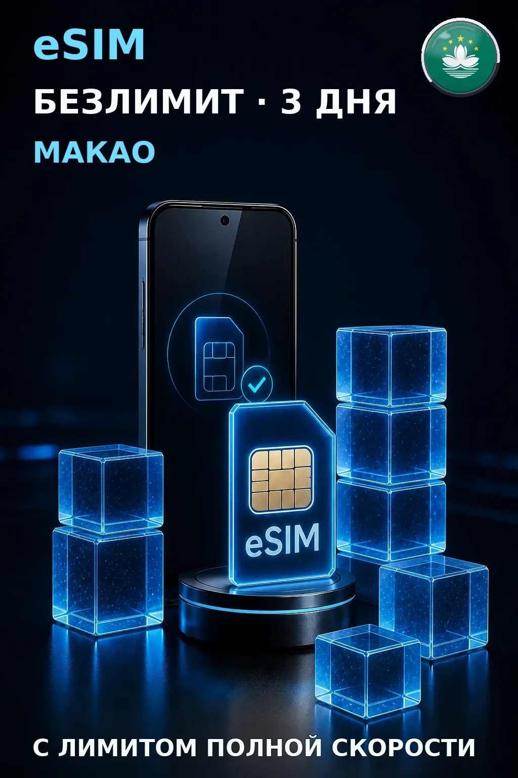 eSIM Макао — БЕЗЛИМИТ, 3 дня — интернет