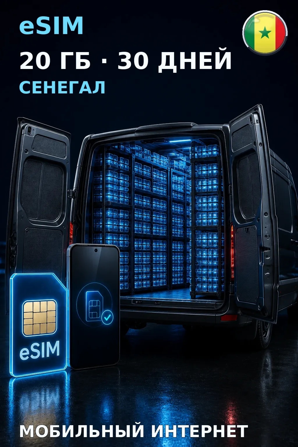 eSIM Сенегал — 20 ГБ, 30 дней — интернет