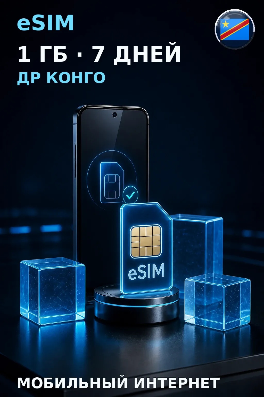 eSIM Др Конго — 1 ГБ, 7 дней — интернет